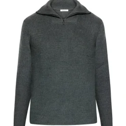 KnowledgeCotton Apparel - 1/2 Neck Zip Merino Wool Rib Knit - Merinopullover