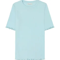 KnowledgeCotton Apparel - Women's Rib Tee Ruffle Hemming - T-Shirt