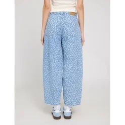 Mazine - Women's Printed Barrel Leg Denim Pants - Jeans
