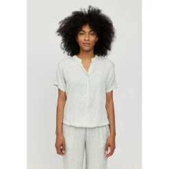 Mazine - Women's Printed V-Neck Blouse - Bluse