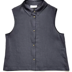 Mazine - Women's Sleeveless Linen Blouse - Bluse