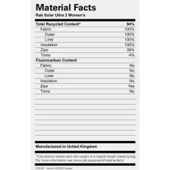Rab - Women's Solar Ultra 3 - Kunstfaserschlafsack