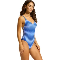 Seafolly - Women's Mesh Effect V Neck One Piece - Badeanzug