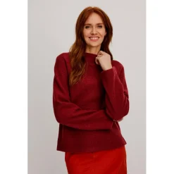 Tranquillo - Women's Kurzer Pullover aus Reiner Walkwolle - Wollpullover